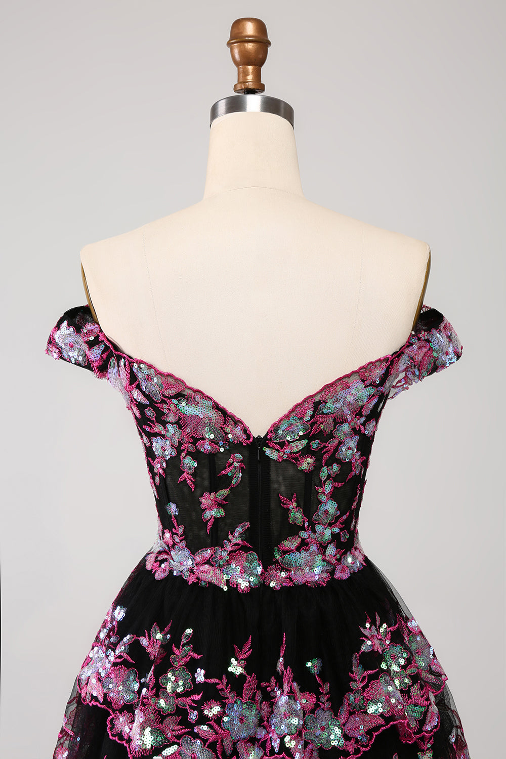 Sparkly Black Pink A-Line Corset Tiered Short Homecoming Dress Sexy
