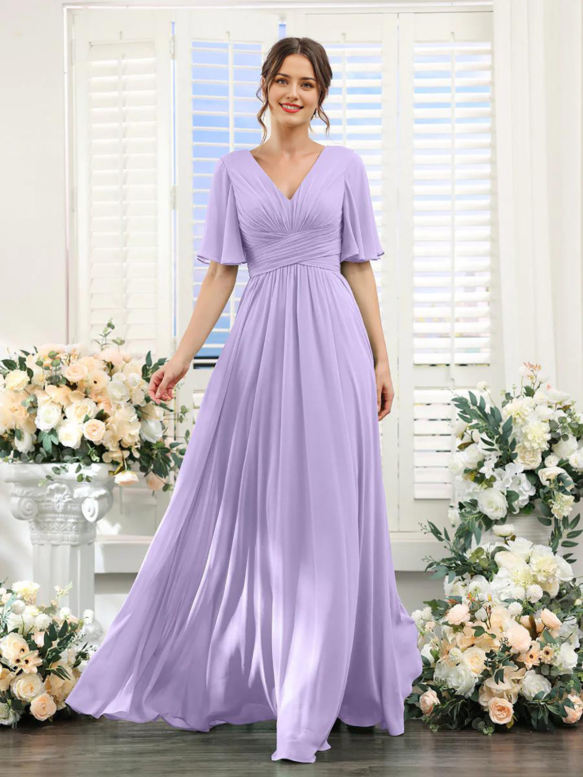 V Neck Sleeveless Split Formal Dress Cocktail Party Prom Long Wedding Guest Dresses For Women Trendy Bridesmaid Dresses