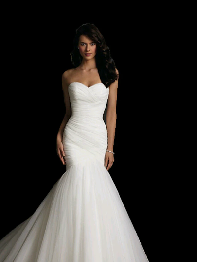 Wedding Dresses Sweetheart Neckline Court Train Tulle Strapless Simple Sexy Little White Dress