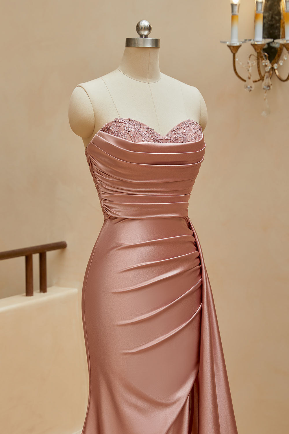 Mermaid Sweetheart Satin Split Prom Dresses with Attached Train Off Shoulder Evening Dress