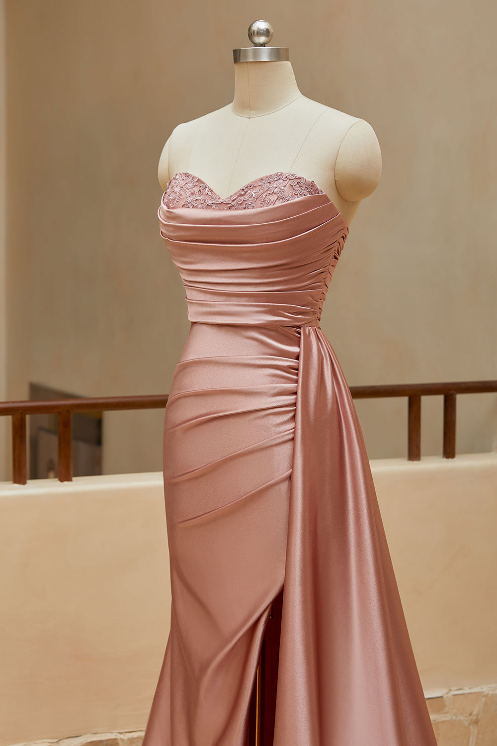 Mermaid Sweetheart Satin Split Prom Dresses with Attached Train Off Shoulder Evening Dress
