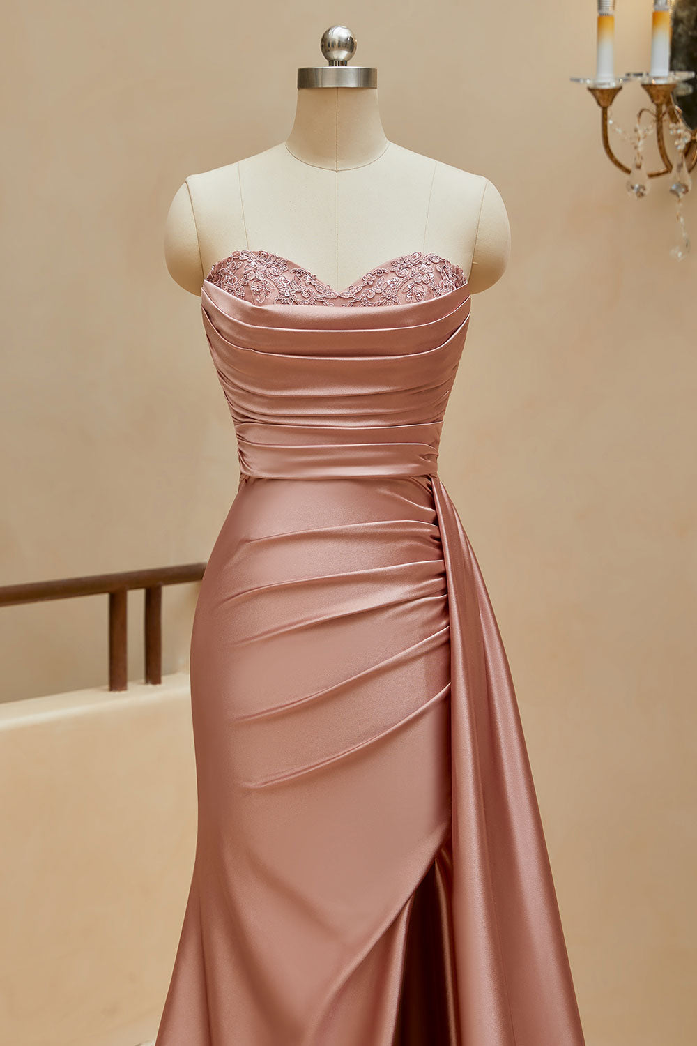 Mermaid Sweetheart Satin Split Prom Dresses with Attached Train Off Shoulder Evening Dress