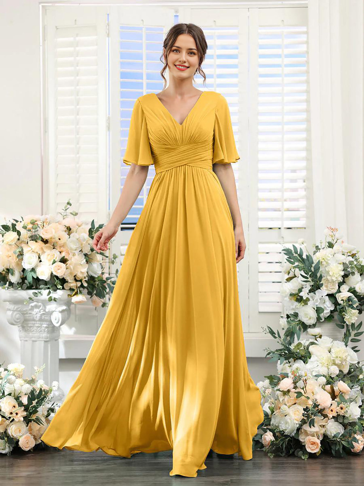 V Neck Sleeveless Split Formal Dress Cocktail Party Prom Long Wedding Guest Dresses For Women Trendy Bridesmaid Dresses
