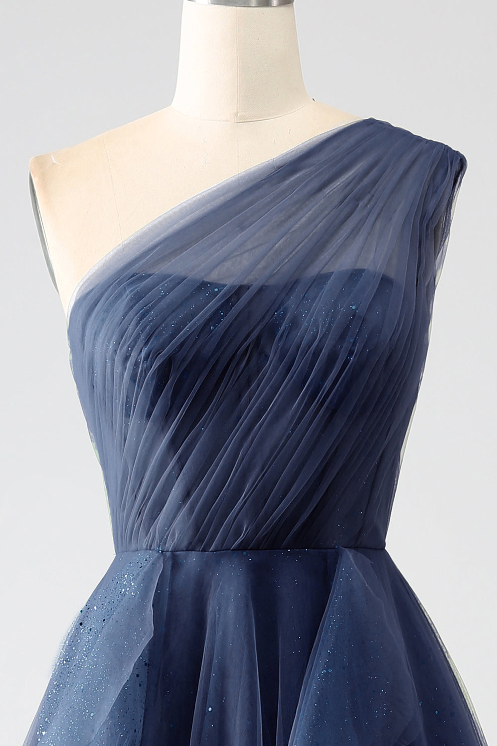 A-Line One-Shoulder Long Tulle Prom Dress Floor Length Beautiful