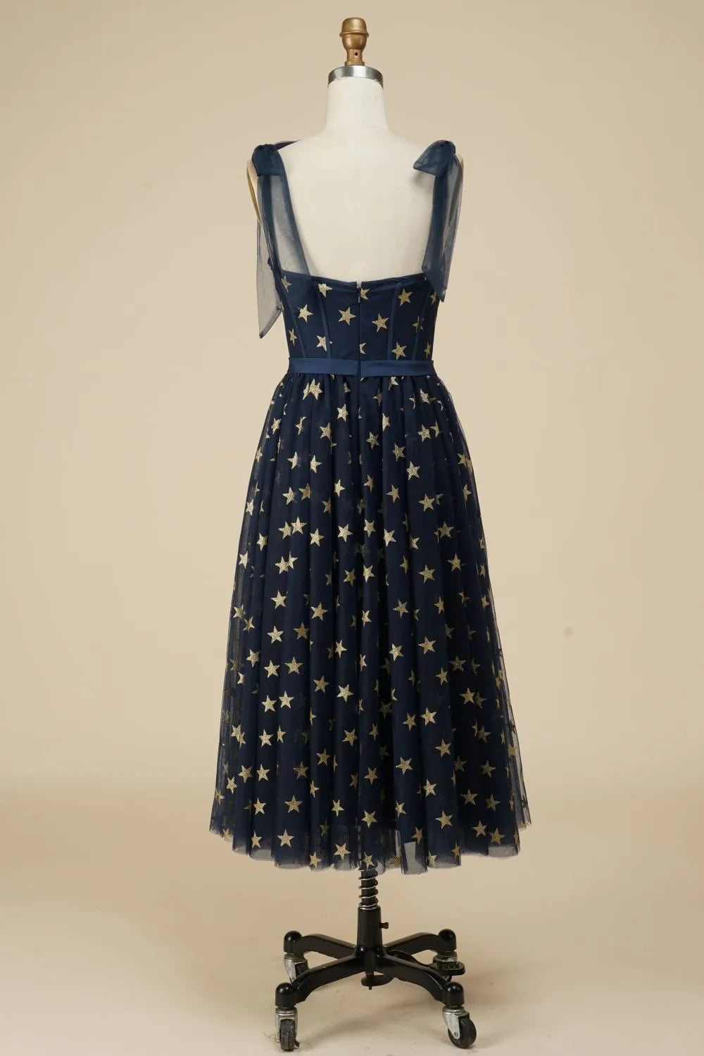 A-Line Tea Length Party Dress WIth Star Pattern Off Shoulder Beautiful