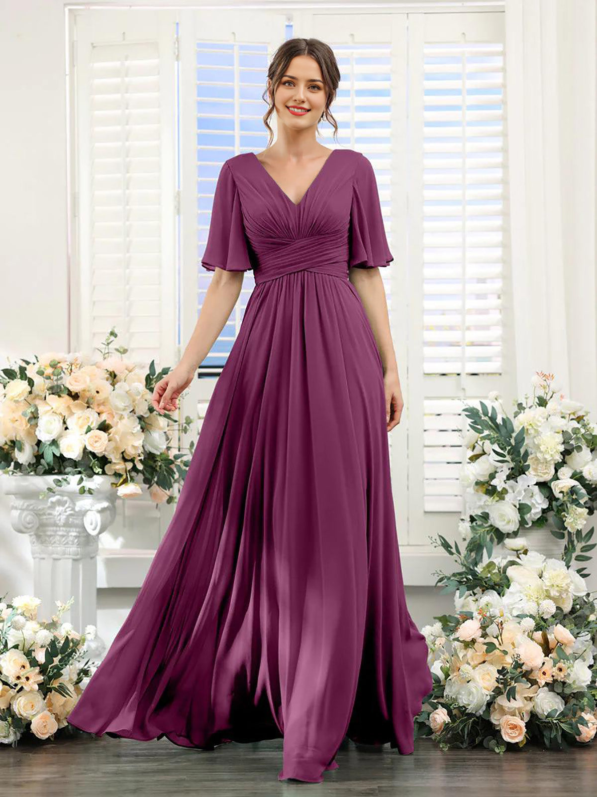 V Neck Sleeveless Split Formal Dress Cocktail Party Prom Long Wedding Guest Dresses For Women Trendy Bridesmaid Dresses