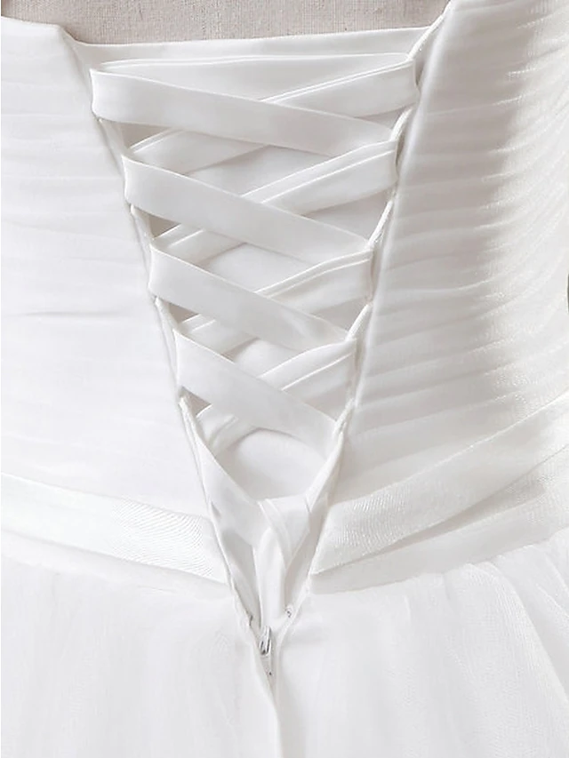 Ball Gown Wedding Dresses Jewel Neck Floor Length Chiffon Tulle Sleeveless Formal with Ruched