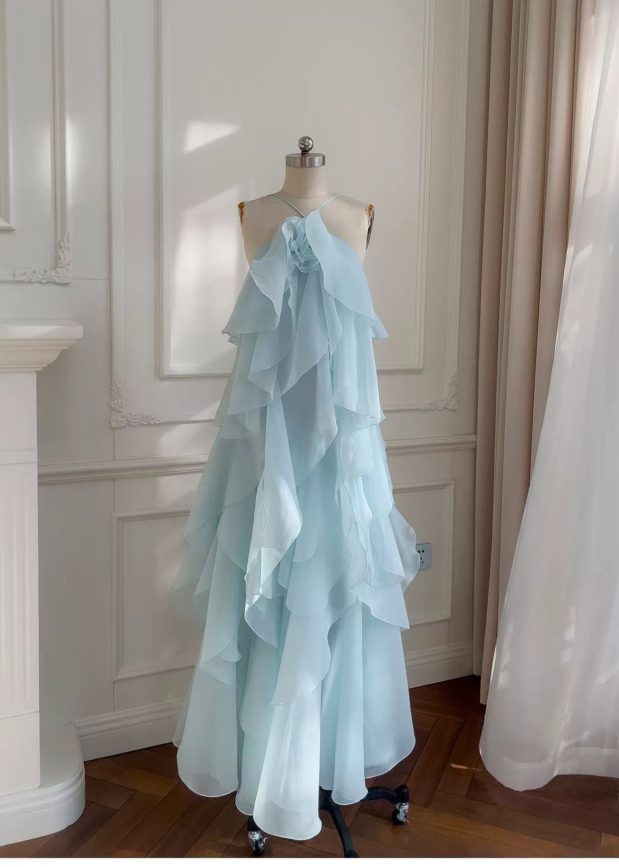 Pretty A Line Sleeveless Ruffles Long Formal Prom Dress Elegant Evening Party Dress Summer Holiday Dress