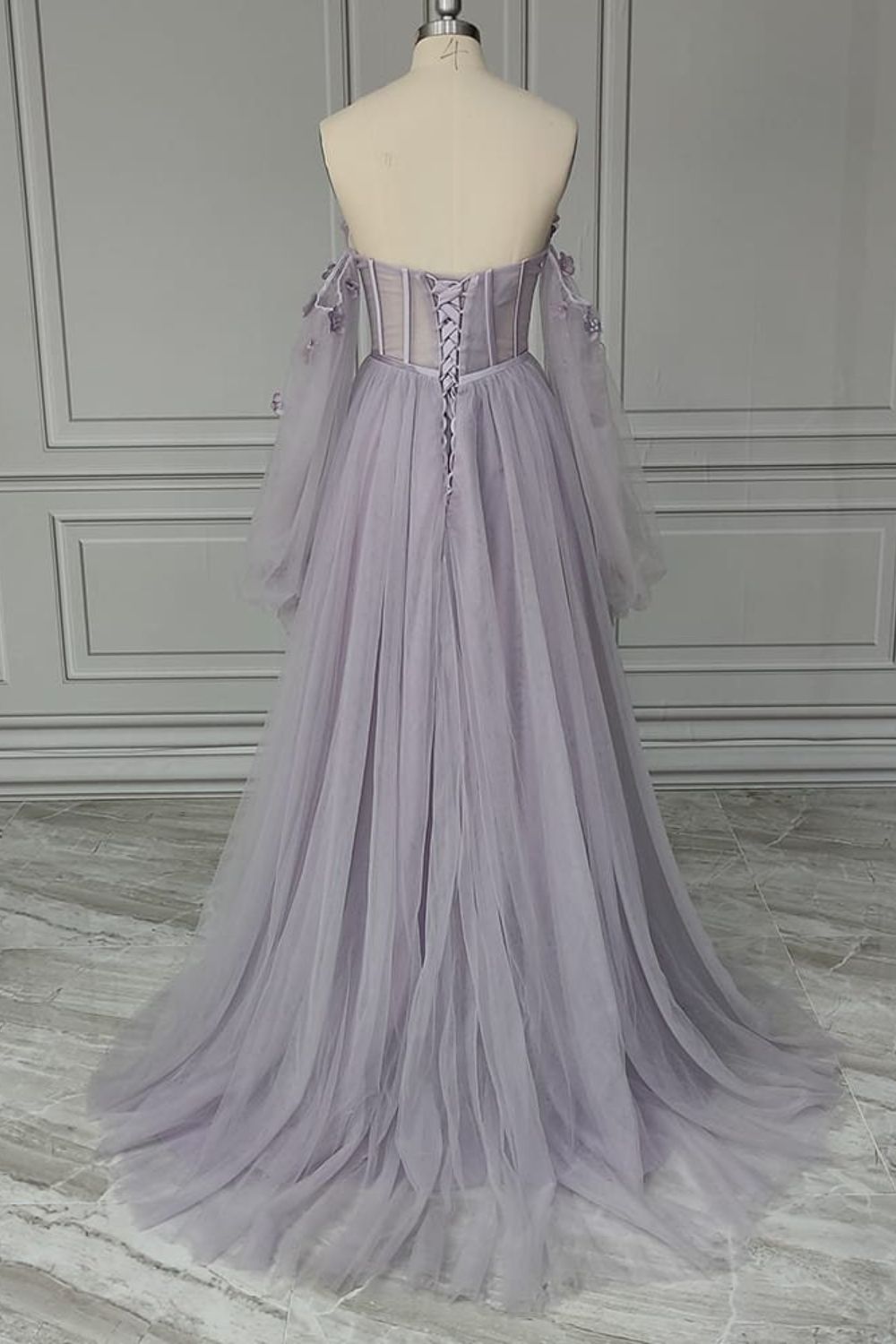 Prom Dresses Sweetheart A Line Tulle With Handmade Flowers Lace Up Beautiful Party Dresses