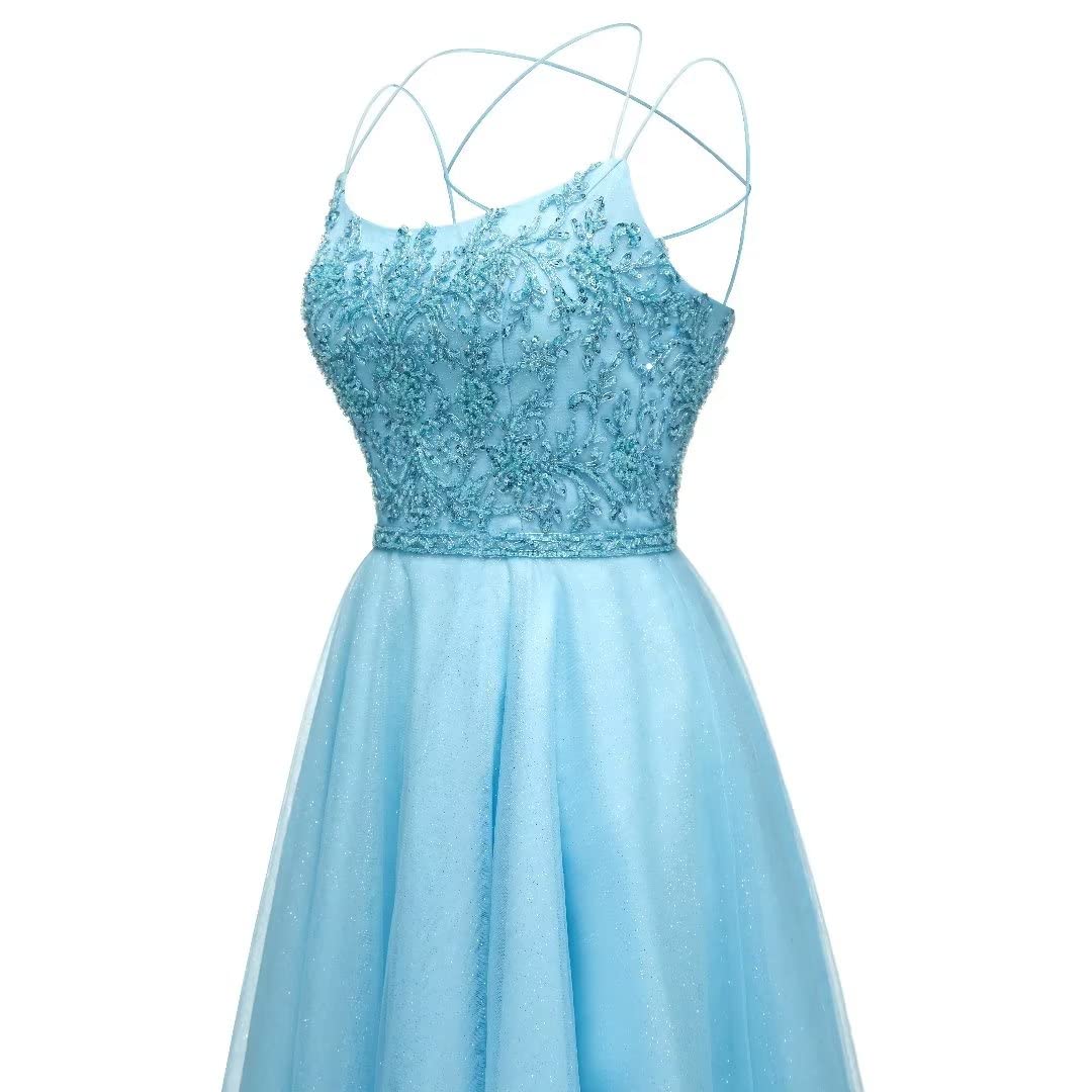 Puffy A Line Tulle Spaghetti Straps Beading Homecoming Dresses Short Cocktail Dress for Teens Beautiful