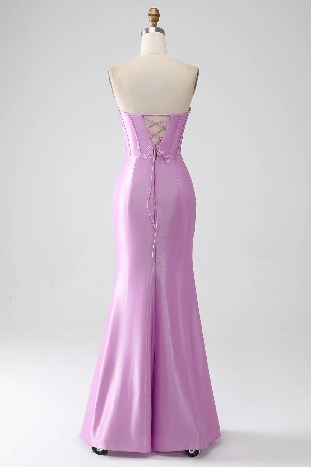 Mermaid Corset Prom Dress with Pleated Off Shoulder Pure Color Long