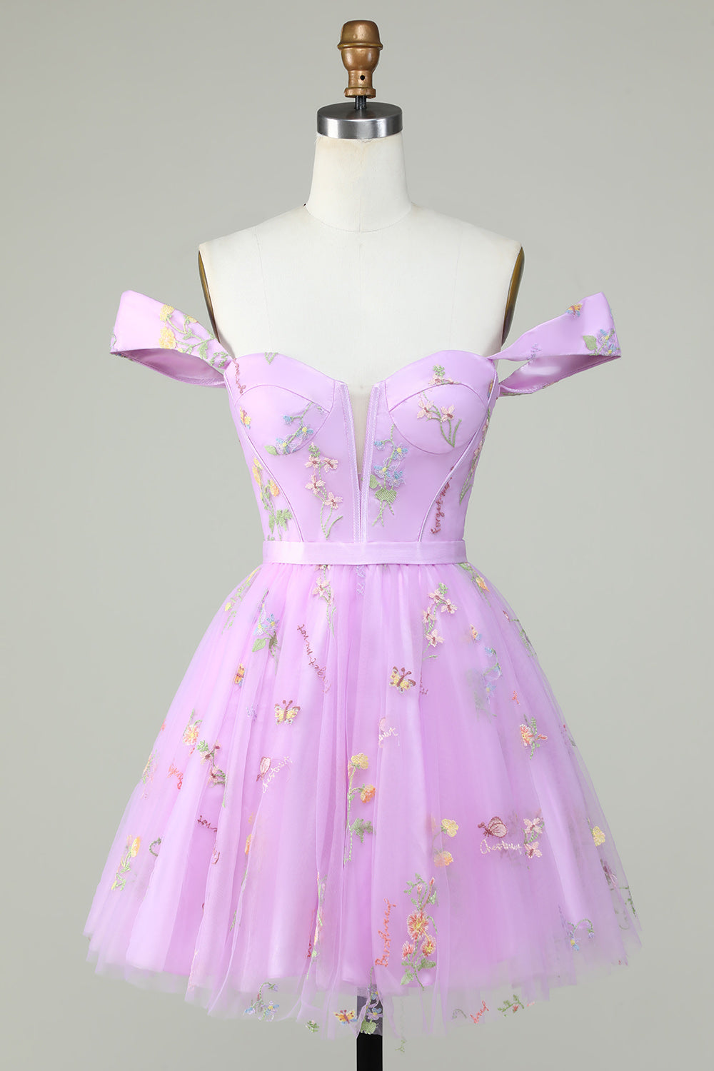 Cute Grey Blue A Line Sweetheart Short Homecoming Dress with Embroidery Beautiful