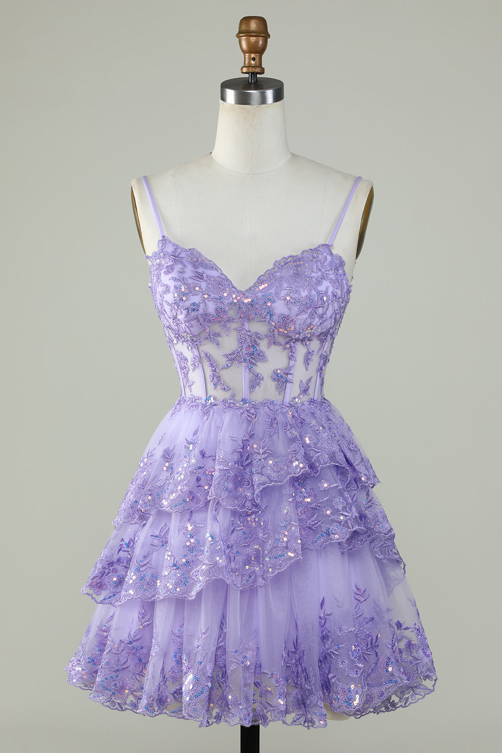 Cute Black A Line Sparkly Sequin Tiered Corset Short Homecoming Dress Beautiful