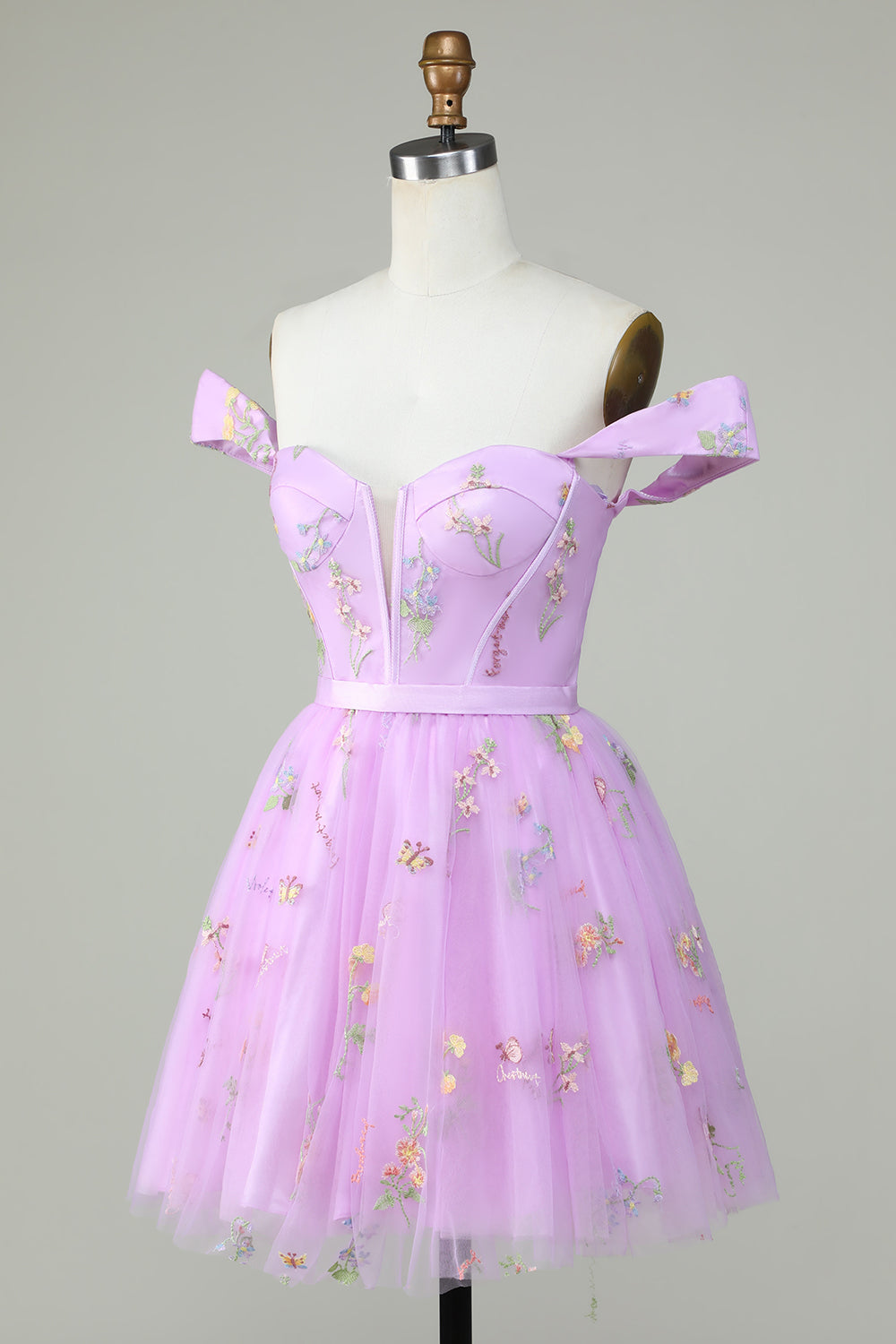 Cute Grey Blue A Line Sweetheart Short Homecoming Dress with Embroidery Beautiful