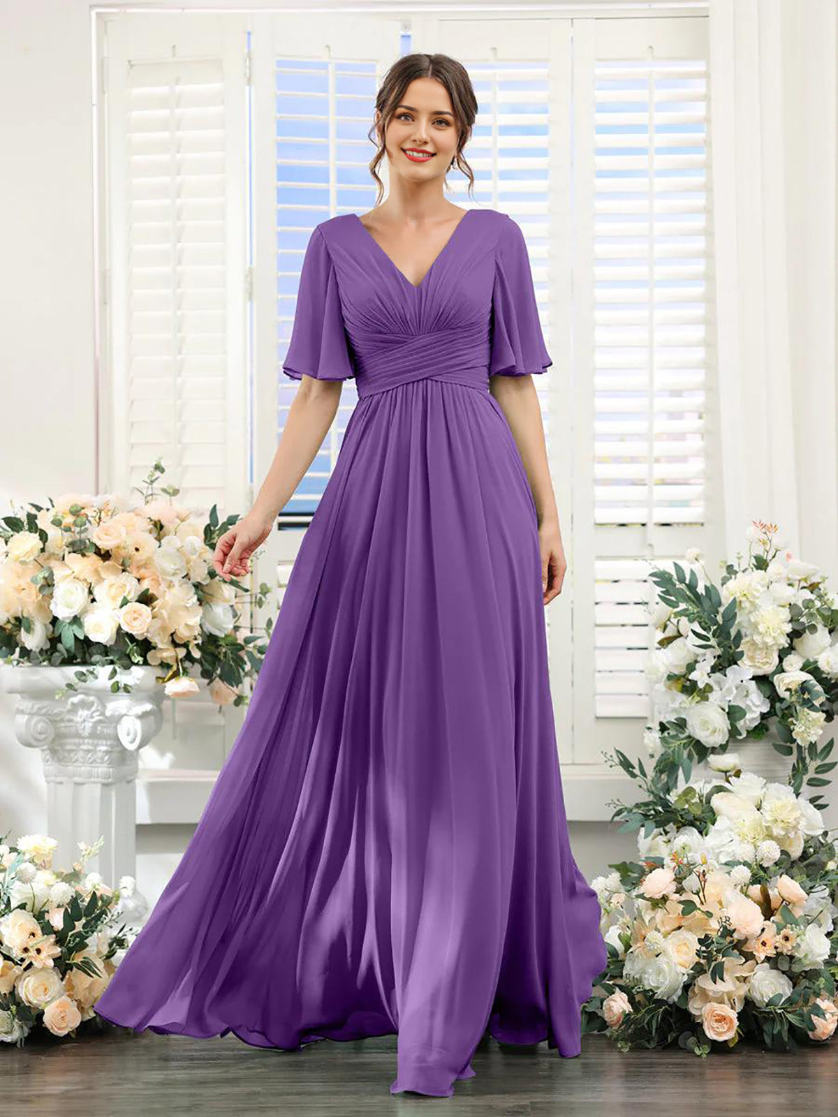 V Neck Sleeveless Split Formal Dress Cocktail Party Prom Long Wedding Guest Dresses For Women Trendy Bridesmaid Dresses