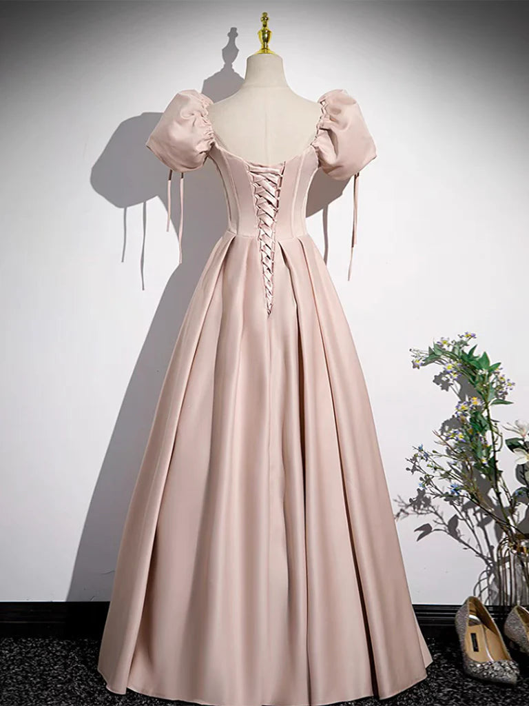 Simple Satin Long Prom Dress Pure Color