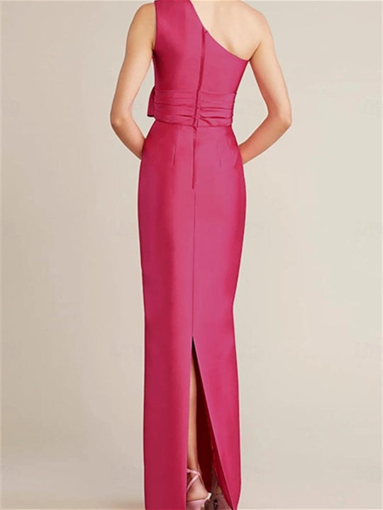 Sheath/Column One-Shoulder Sleeveless Cocktail Dresses With Pleats Evening Dress