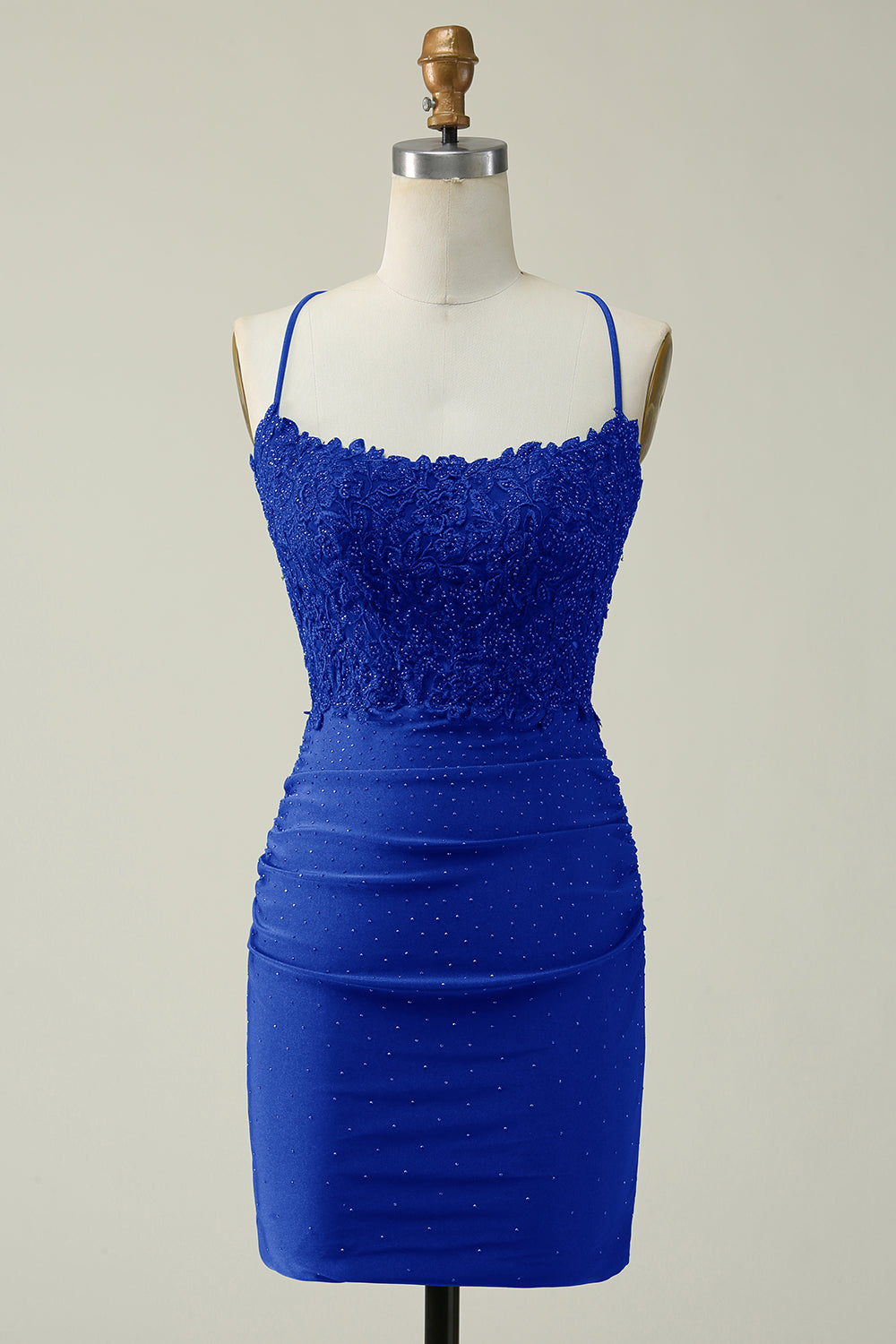 Sheath Spaghetti Straps Short Homecoming Dress with Appliques Sexy