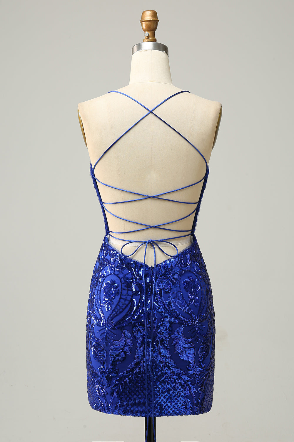 Sheath Spaghetti Straps Sequins Short Homecoming Dress V-neck Sparkly