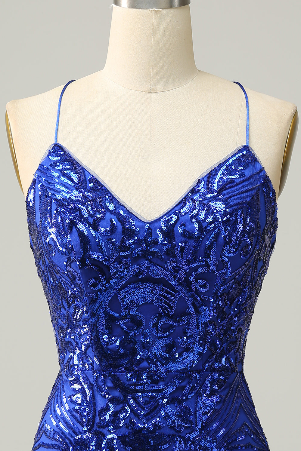 Sheath Spaghetti Straps Sequins Short Homecoming Dress V-neck Sparkly