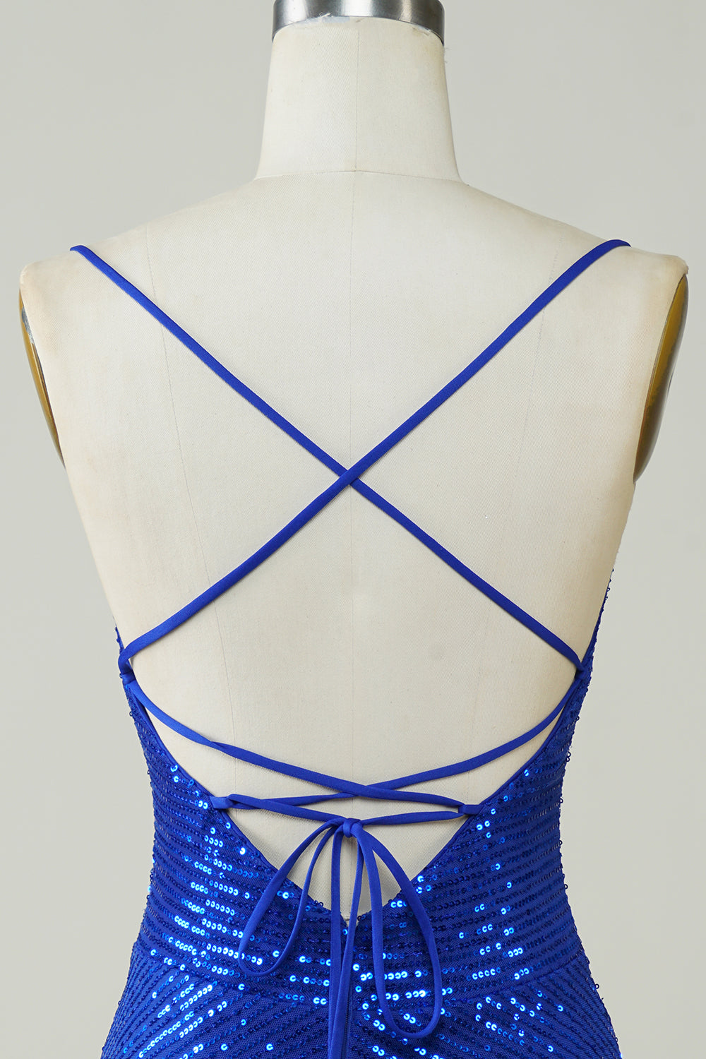 Sparkly Royal Blue Bodycon Spaghetti Straps Sequins Short Homecoming Dress Sexy