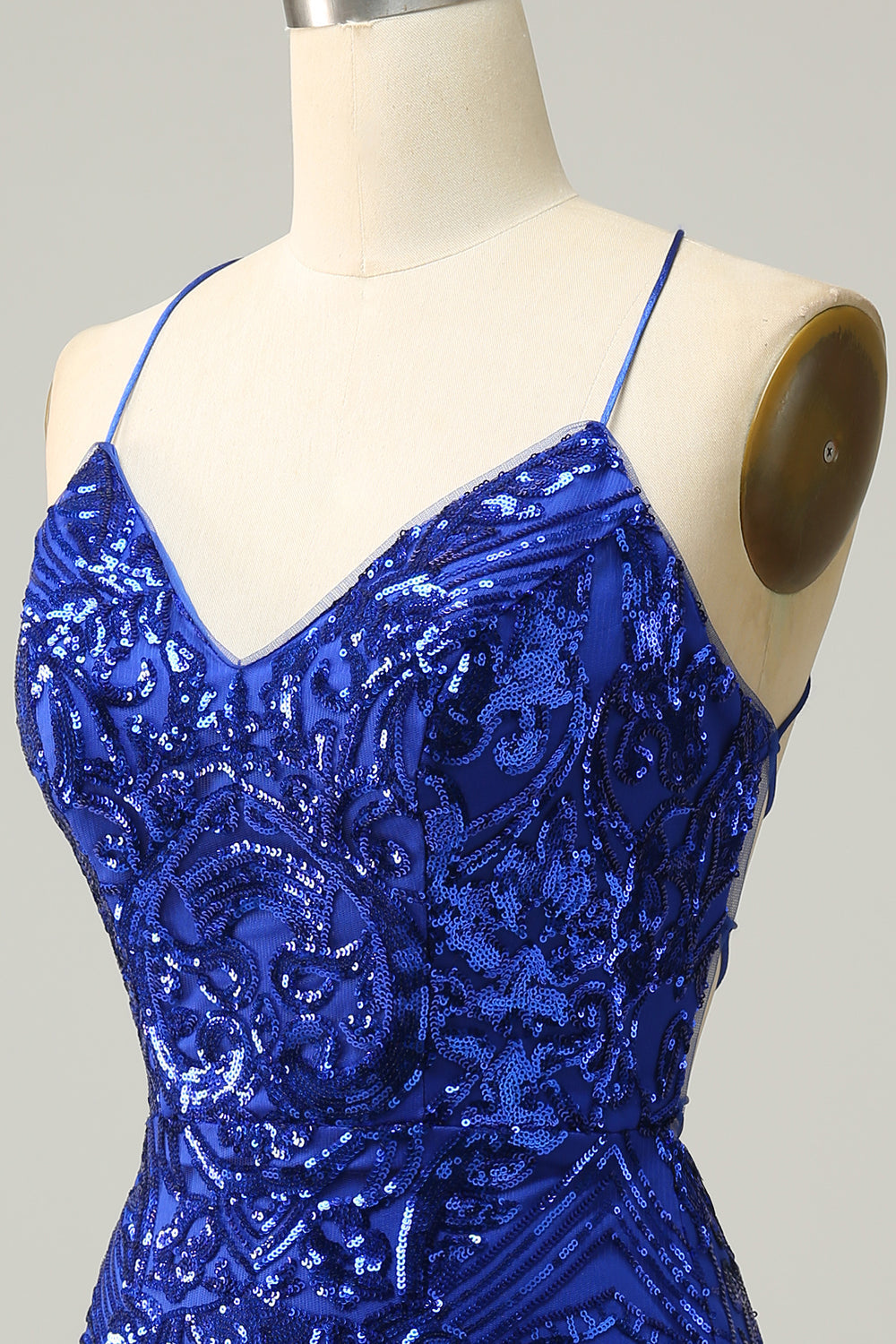 Sheath Spaghetti Straps Sequins Short Homecoming Dress V-neck Sparkly