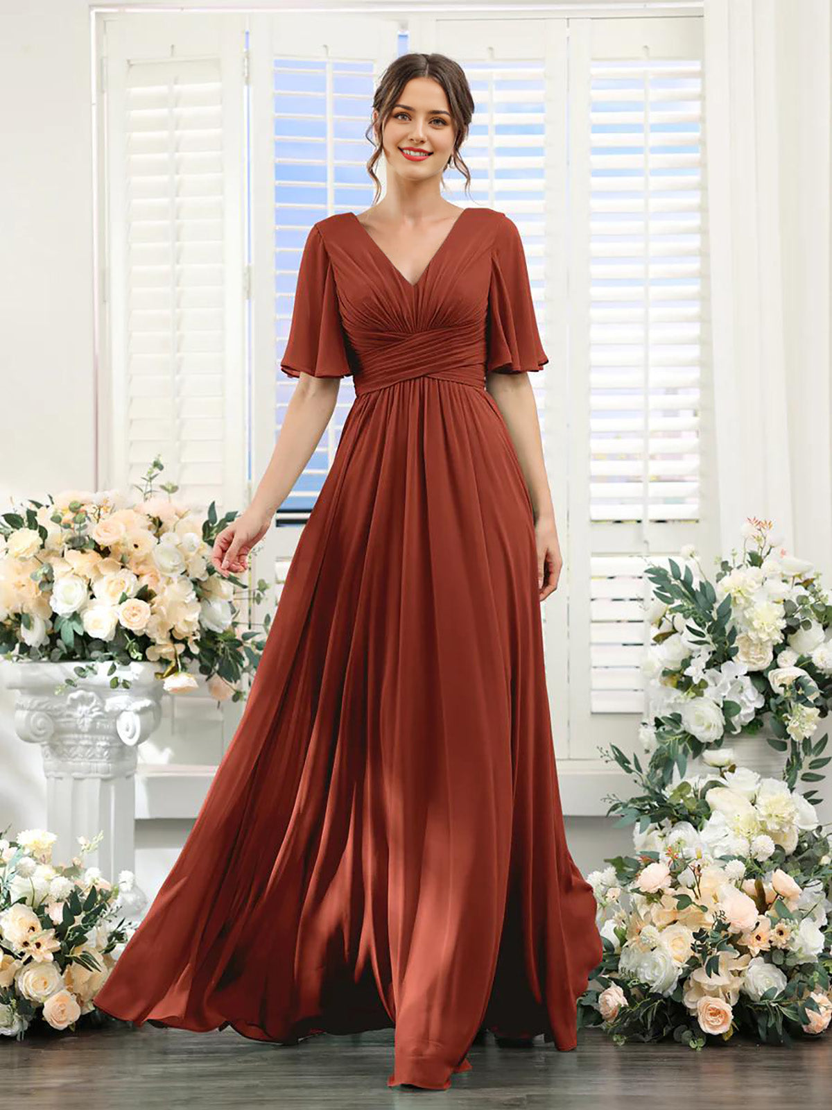 V Neck Sleeveless Split Formal Dress Cocktail Party Prom Long Wedding Guest Dresses For Women Trendy Bridesmaid Dresses