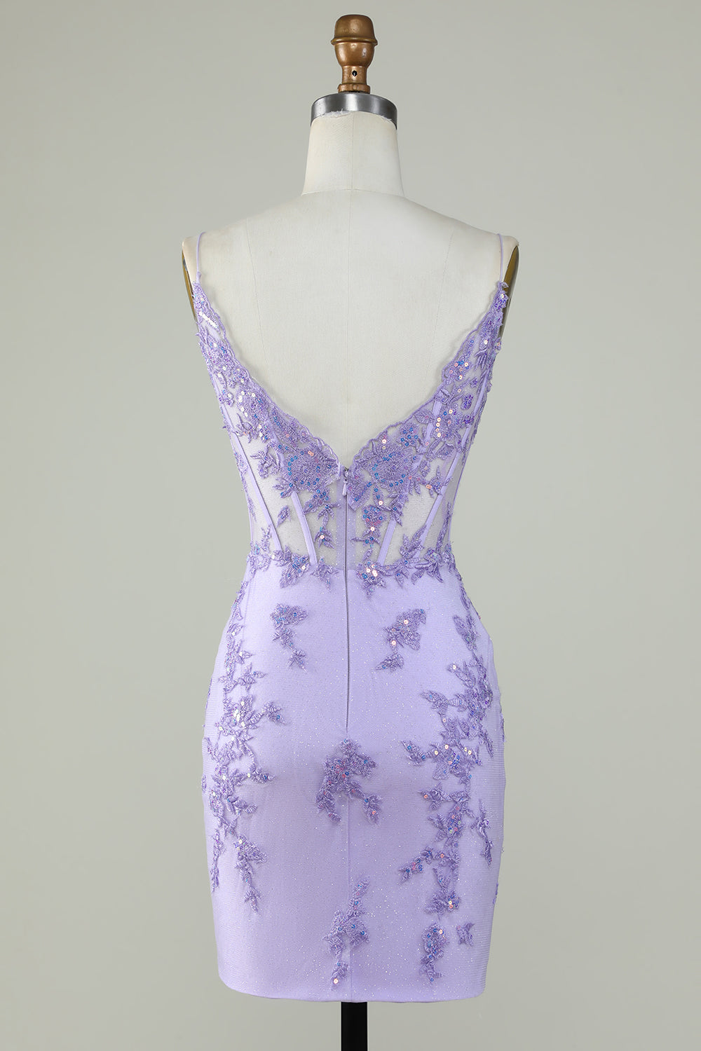 Glitter Purple Corset Tight Homecoming Dress With Appliques Short