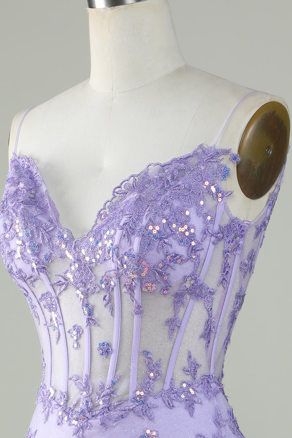 Glitter Purple Corset Tight Homecoming Dress With Appliques Short