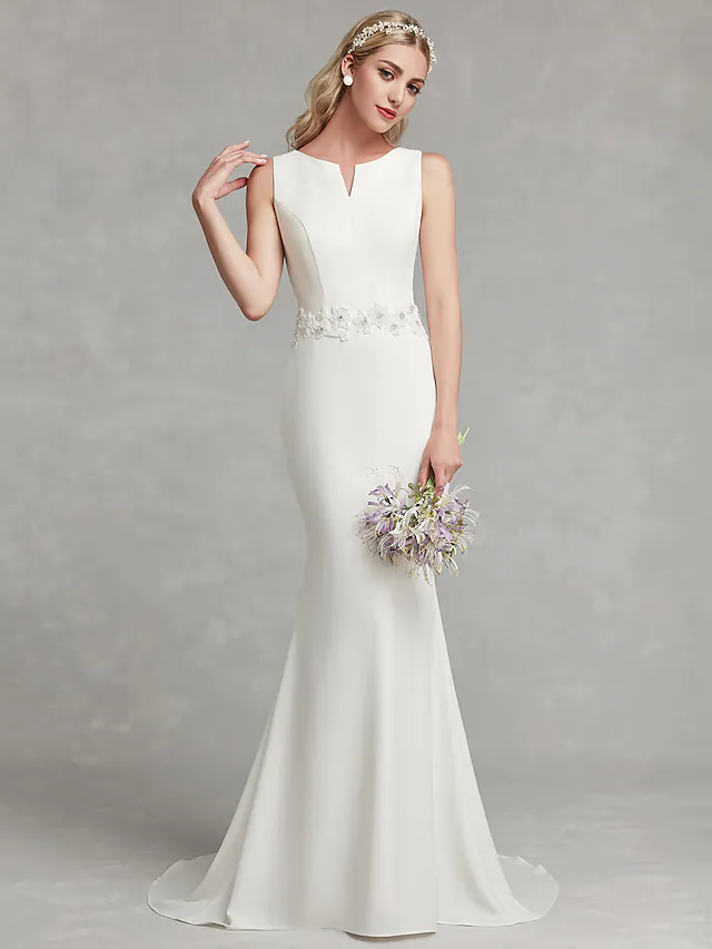 Wedding Dresses V Neck Satin Regular Straps Simple Plus Size with Appliques Long