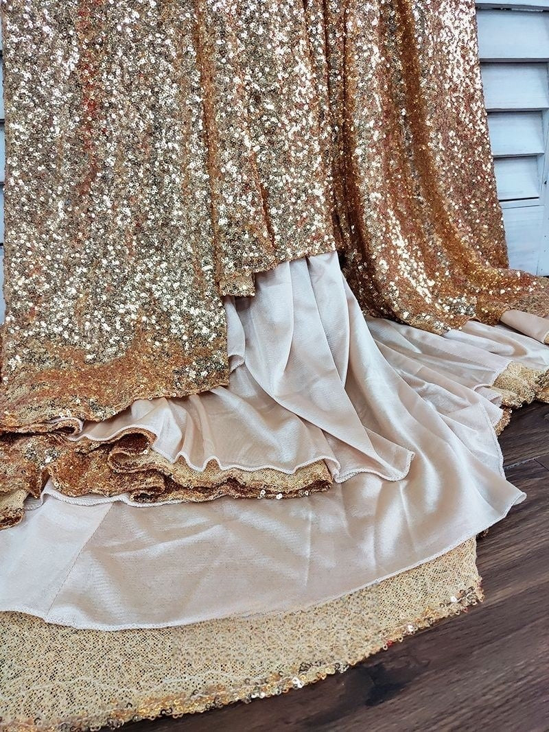 Sexy Champagne Gold Mermaid Spaghetti Straps Prom Dresses Side Slit Backless Formal Dresses Sparkly