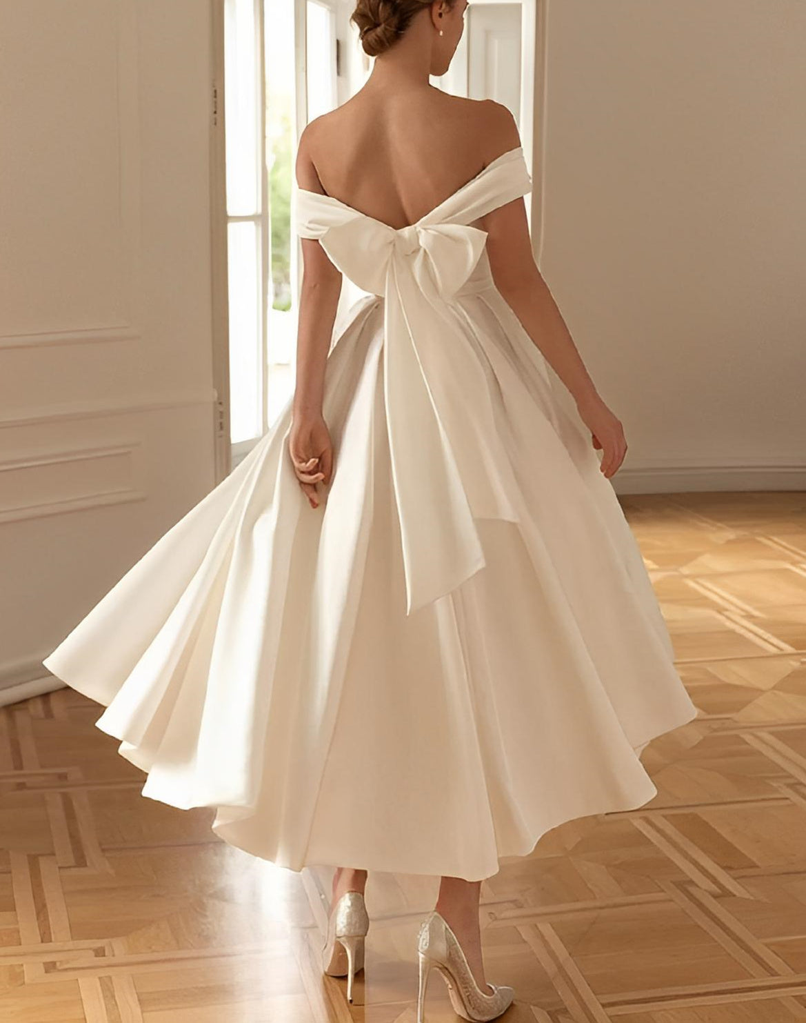 A-Line/Princess Off-The-Shoulder Ankle-Length Wedding Dress Sexy