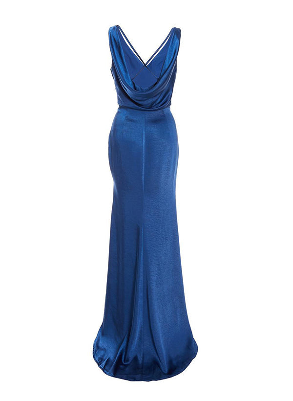 Sheath/Column V-Neck Floor-Length Long Bridesmaid Dresses With Split Side Sexy