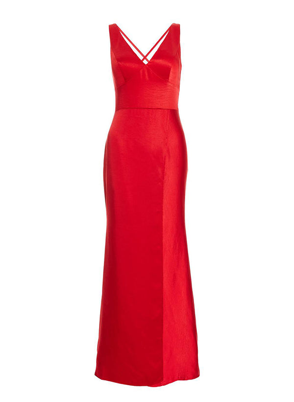 Sheath/Column V-Neck Floor-Length Long Bridesmaid Dresses With Split Side Sexy