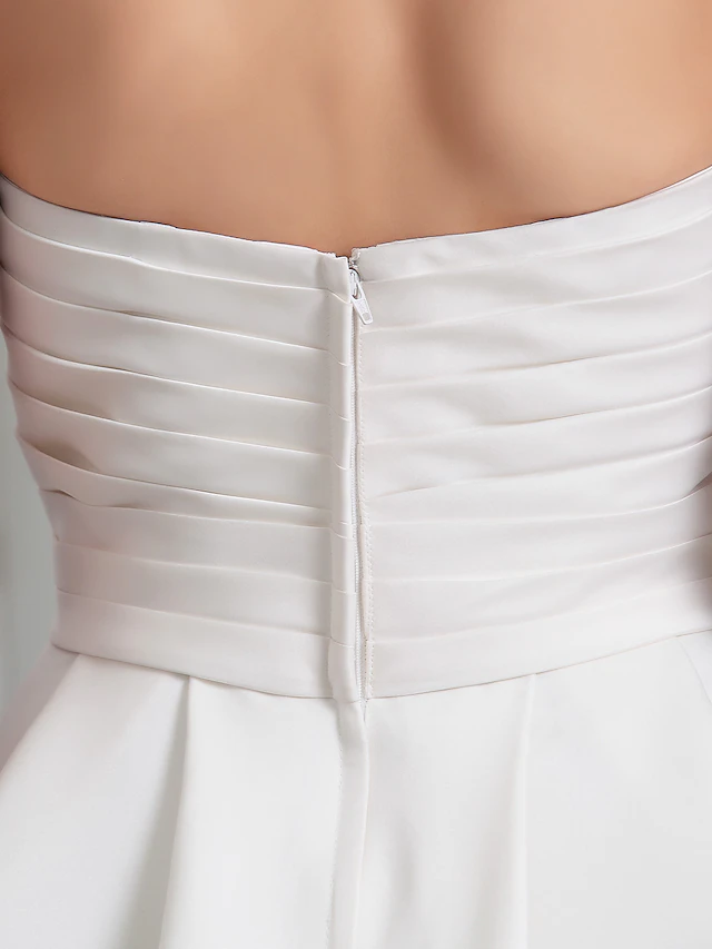 Princess A-Line Wedding Dresses Sweetheart Neckline Satin Sleeveless with Sash Ribbon Ruched
