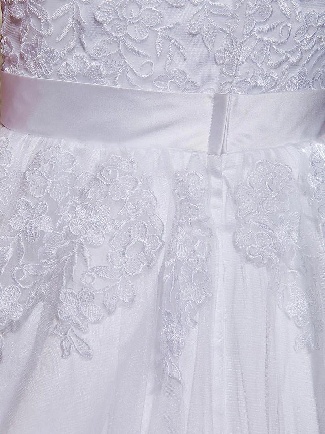Ball Gown A-Line Wedding Dresses Scoop Neck Lace Tulle Sleeveless Beautiful