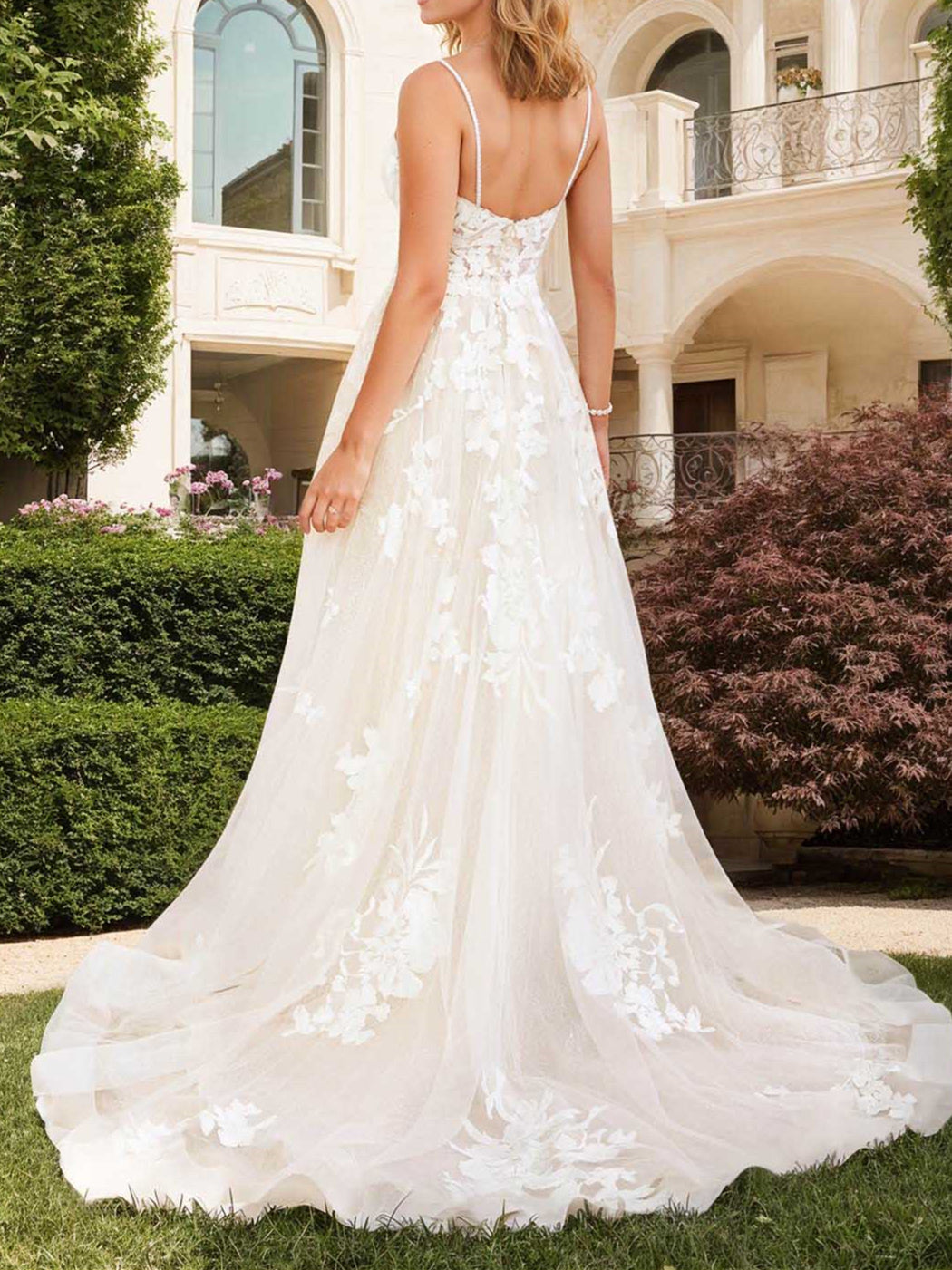 A-Line/Princess V-Neck Floor-Length Wedding Dress Sexy