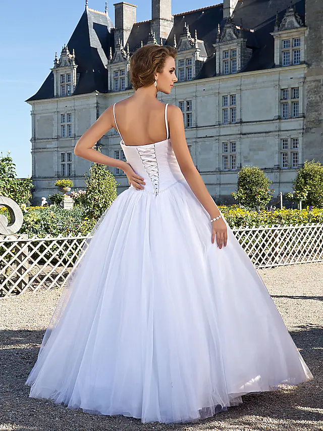 Ball Gown Wedding Dresses Sweetheart Neckline Floor Length Tulle Sleeveless Long