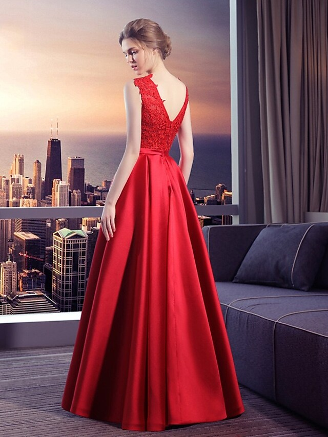 Ball Gown Wedding Dresses Jewel Neck Floor Length Spandex Sleeveless Vintage with Lace