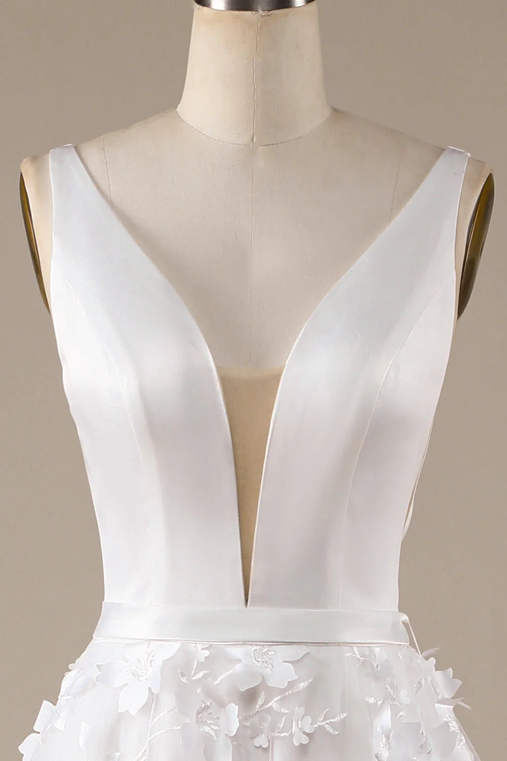 A-Line V-Neck Wedding Dress with 3D Flowers Sexy