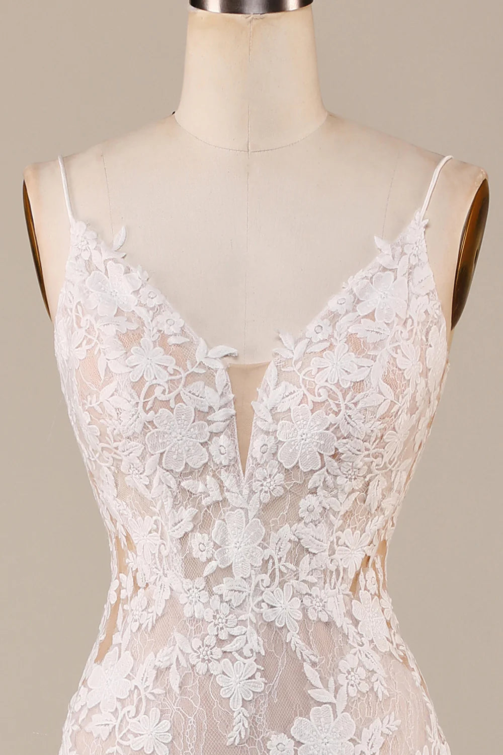 Mermaid Spaghetti Straps Wedding Dress with Appliques Off Shoulder