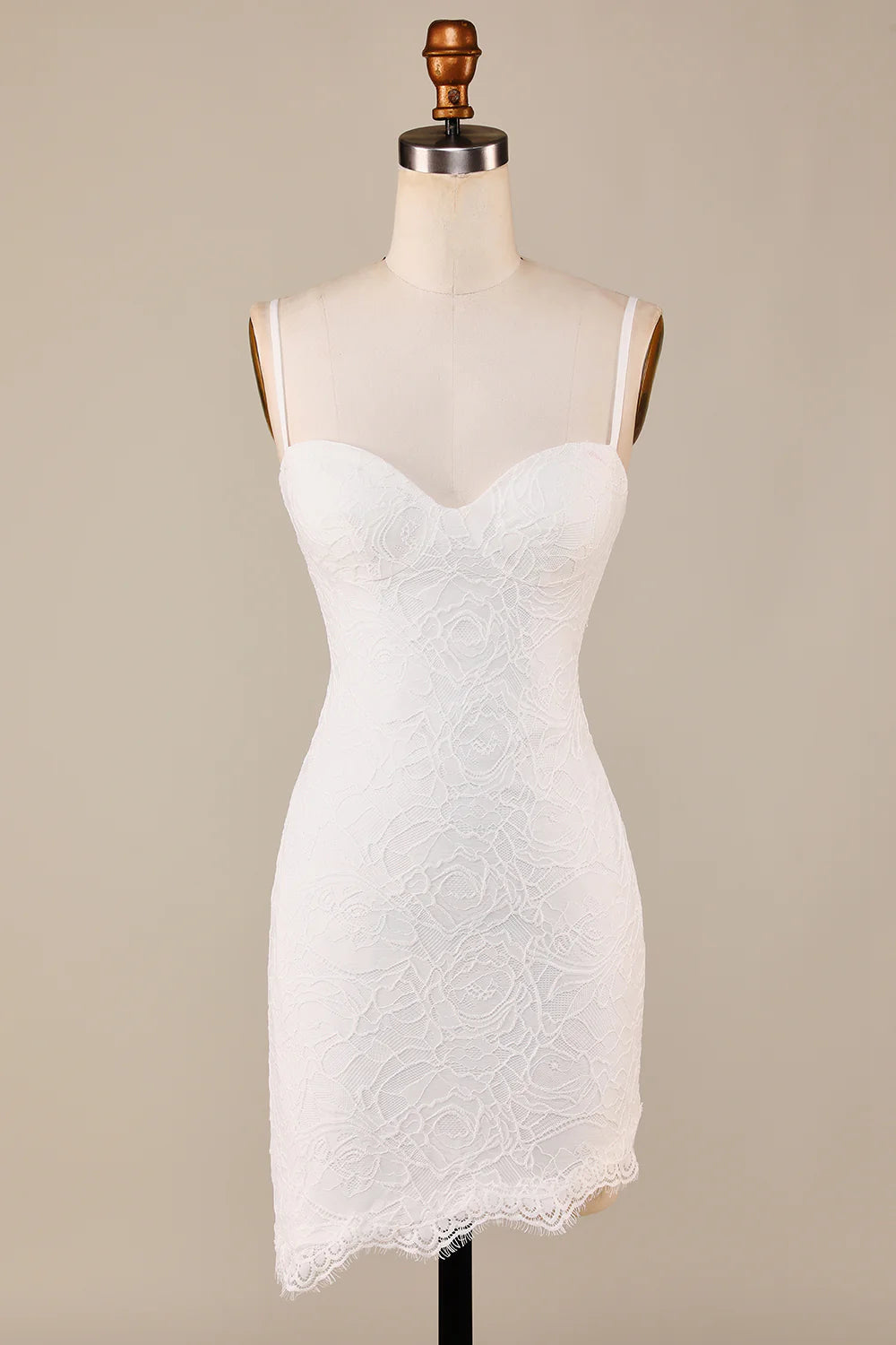 Tiered Spaghetti Straps Lace Bridal Dress Off Shoulder