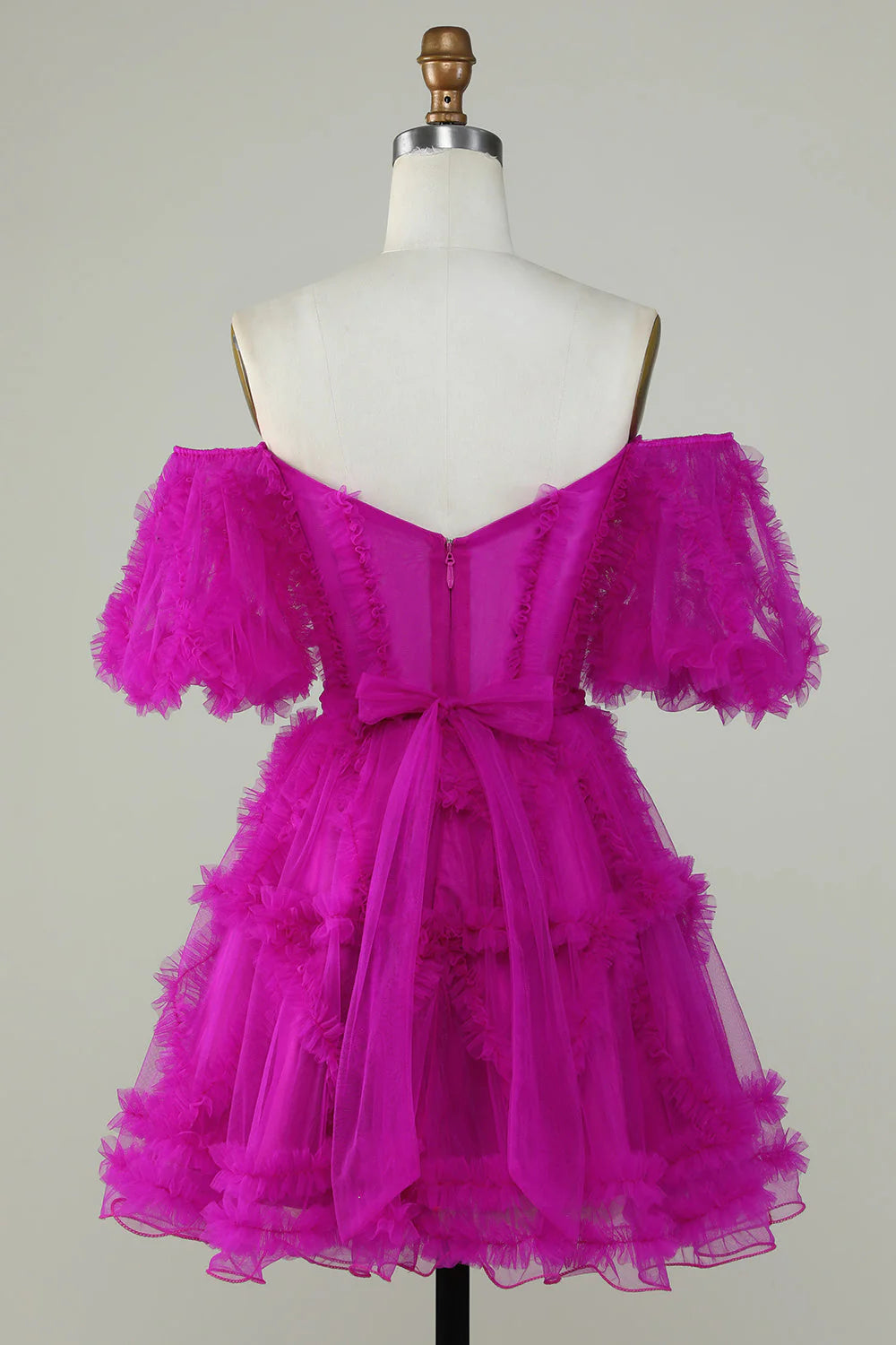 Cute A Line Off the Shoulder Pink Tulle Homecoming Dress Sexy Short Pure Color