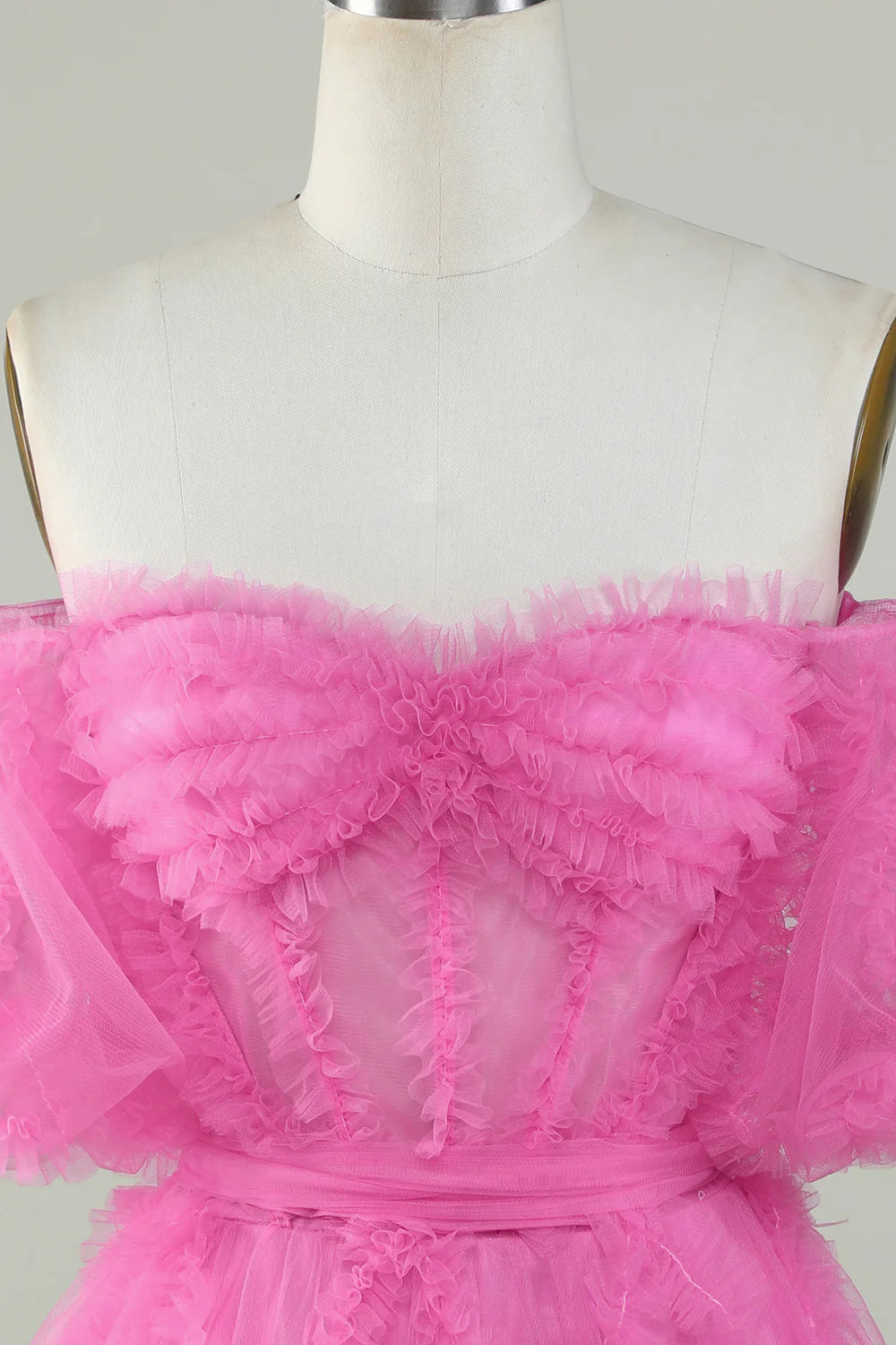 Cute A Line Off the Shoulder Pink Tulle Homecoming Dress Sexy Short Pure Color