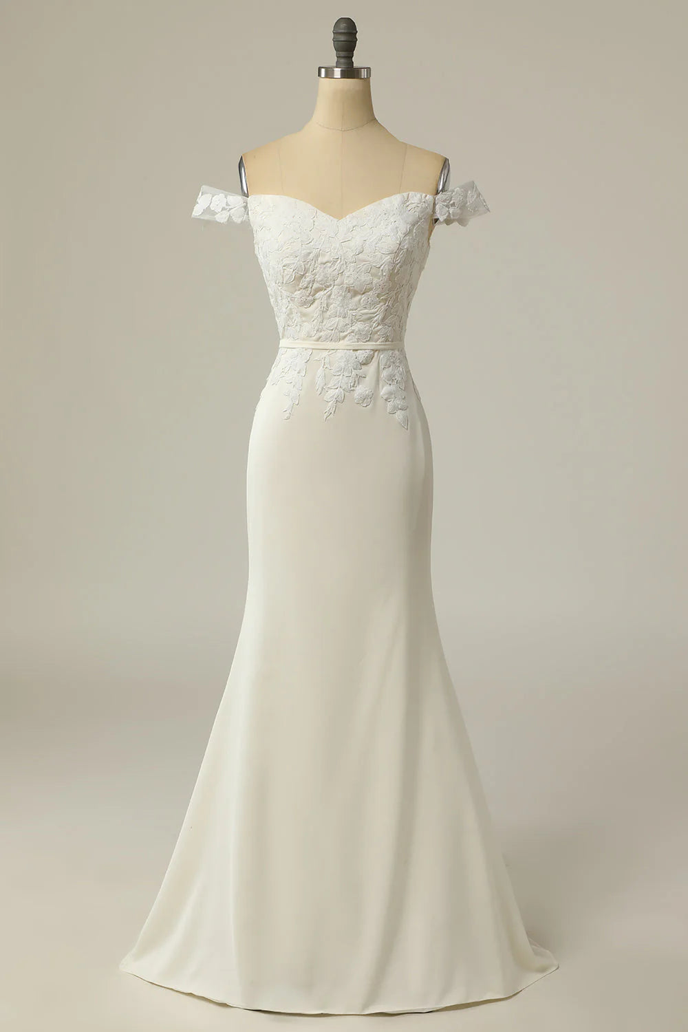 Mermaid Off the Shoulder Wedding Dress with Appliques Long