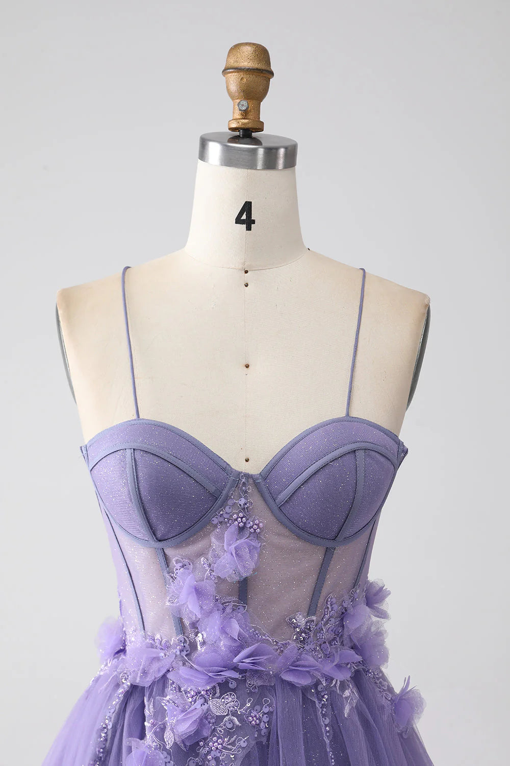 A-Line Spaghetti Straps Corset Prom Dress with 3D Flowers Pure Color Long