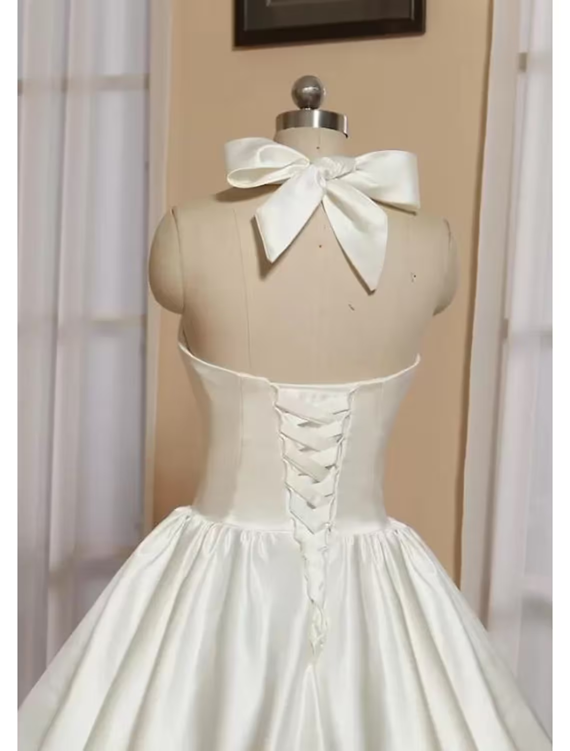 Ball Gown A-Line Cocktail Dresses Minimalist Dress Engagement Tea Length Sleeveless Halter Italy Satin with Butterfly