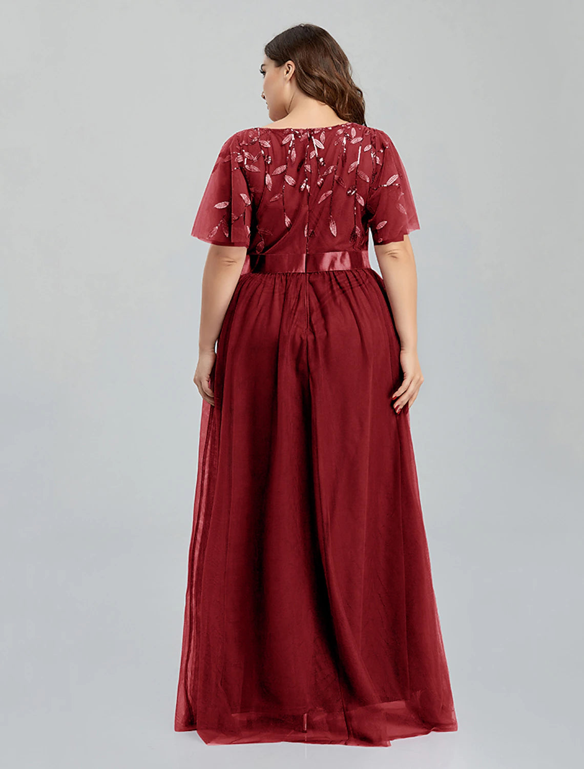 A-Line Prom Dresses Floral Dress Party Wear Quinceanera Floor Length Short Sleeve Jewel Neck Bridesmaid Dress Tulle