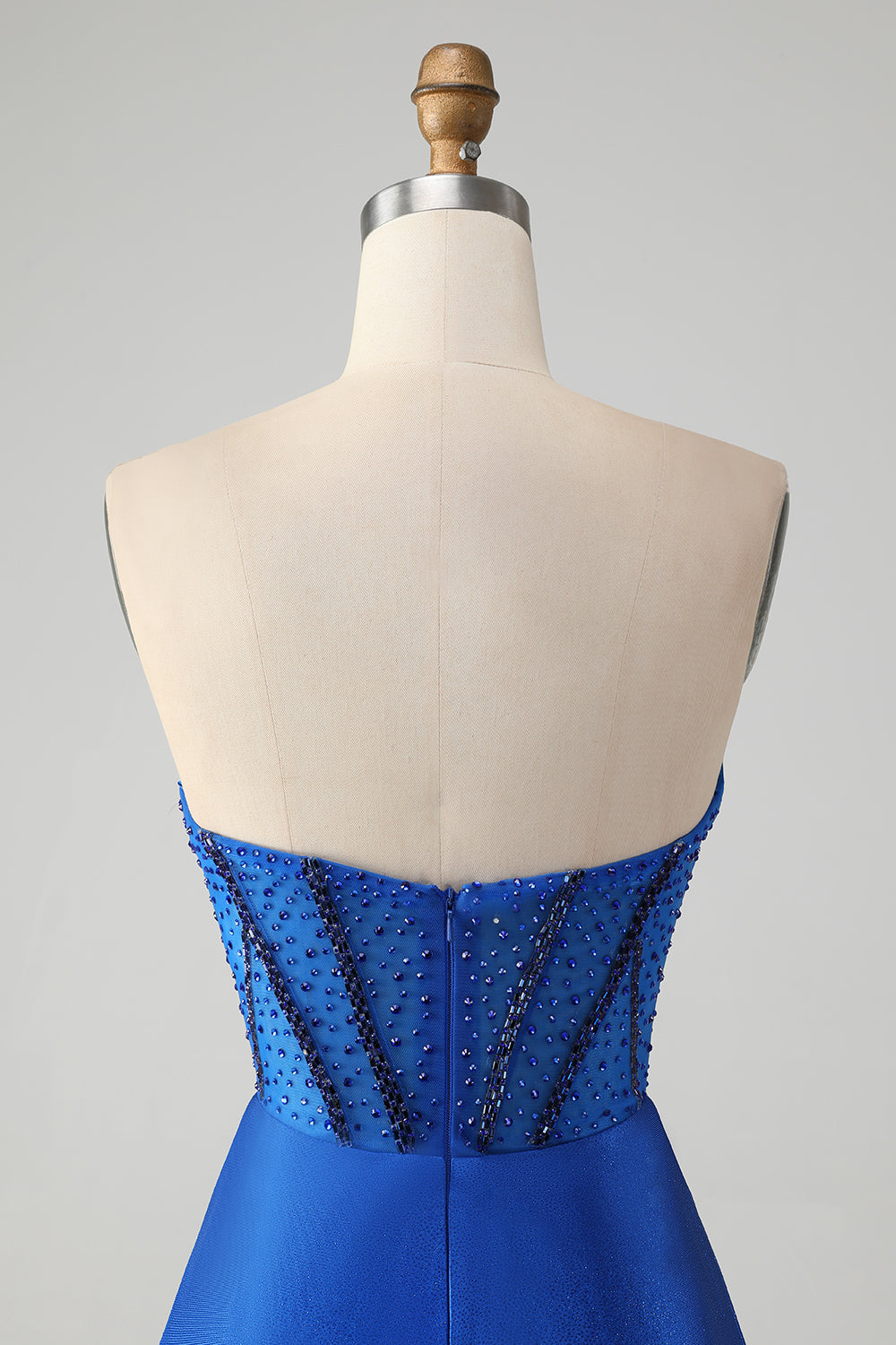 Classy Sparkly Royal Blue Tight Strapless Short Homecoming Dress with Beading Sexy