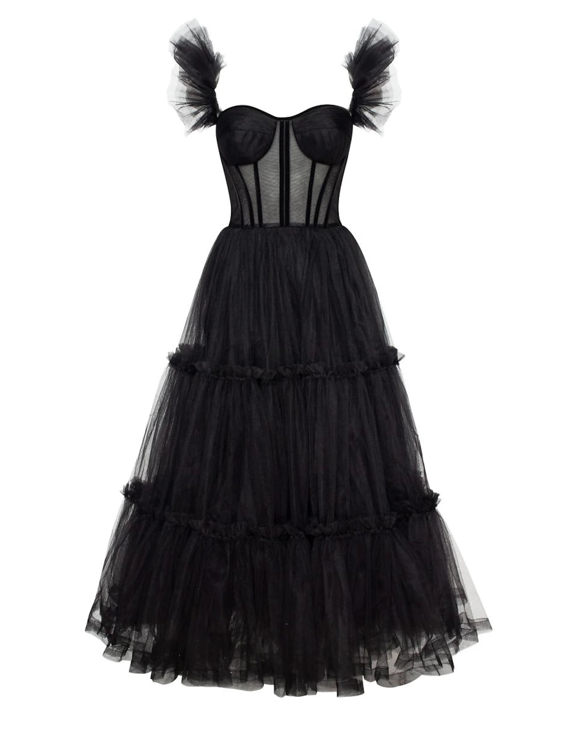 A-Line Prom Dresses Gothic Dress Masquerade Ankle Length Sleeveless Sweetheart Wednesday Addams Family Tulle Crisscross Back